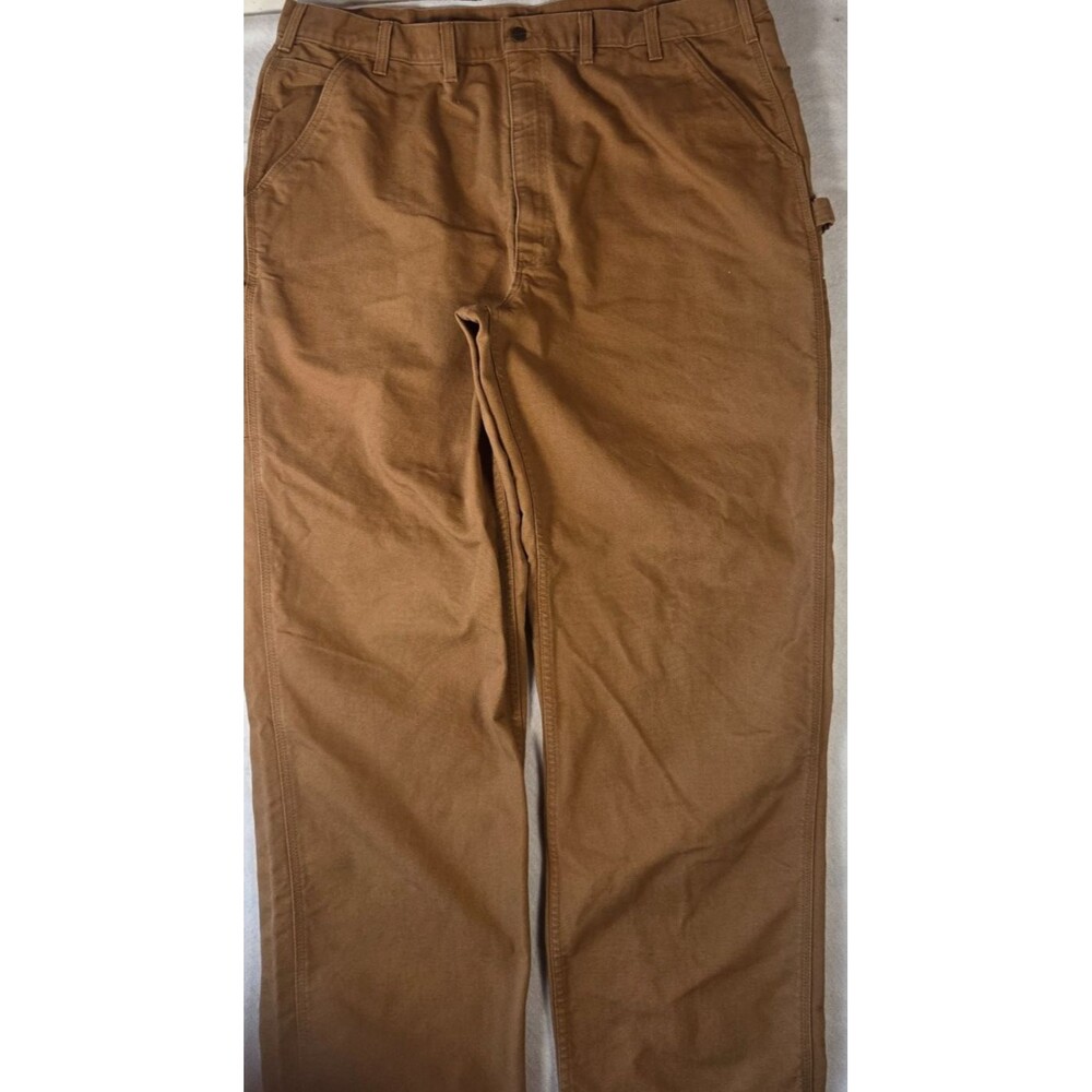 Carhartt Pants B11-BRN Mens 44x36 Brown Straight Leg Coton Hammer Loop
